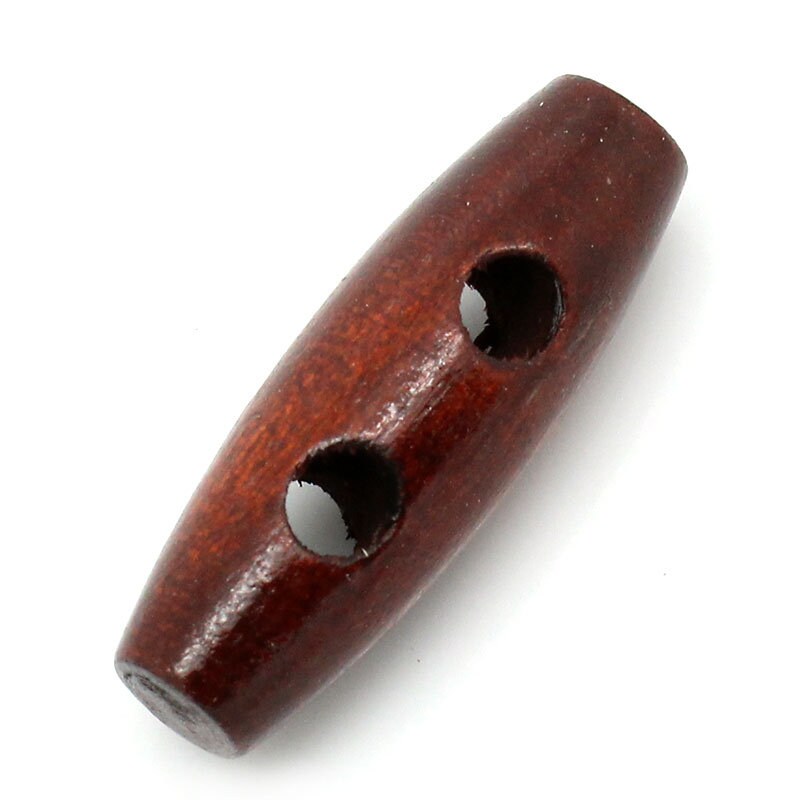 Toggle Wooden Buttons - Dark Reddish Brown Finish - 34mm (1.25") - Wood Toggle Button