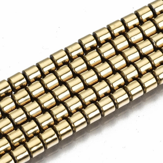 Gold Plated Strand of Beads, Heishi Beads, Flat Round Disc, Hematite Electroplated 3.5mm x 3mm, Approx. 125 Beads, 15 inch Strand (LG)