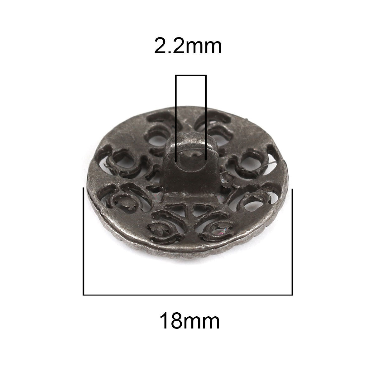 Antique Silver / Gunmetal Button - Carved Filigree Pattern 18mm - Shank - Lead & Nickel Safe - Metal Sewing Button (141)