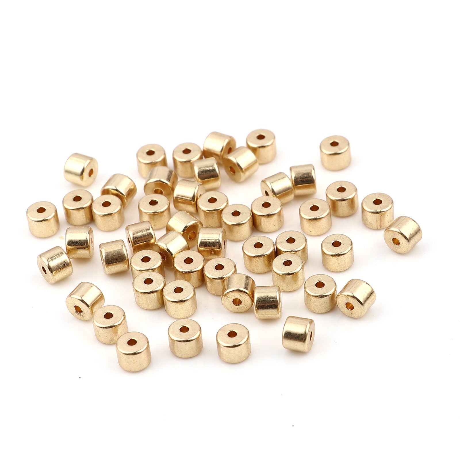 Heishi Gold Plated Beads - Column Shape - Spacer Beads - Rondelle - Approx. 5mm x 4mm thick, hole: 1.2mm (835)