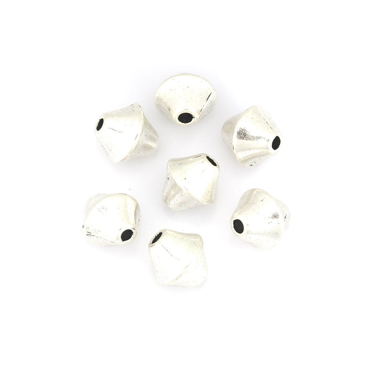 20 Antique Silver Slider Spacer Beads - 10mm x 9mm - Silver Slider Bead for Leather Cord or Bracelet (045))