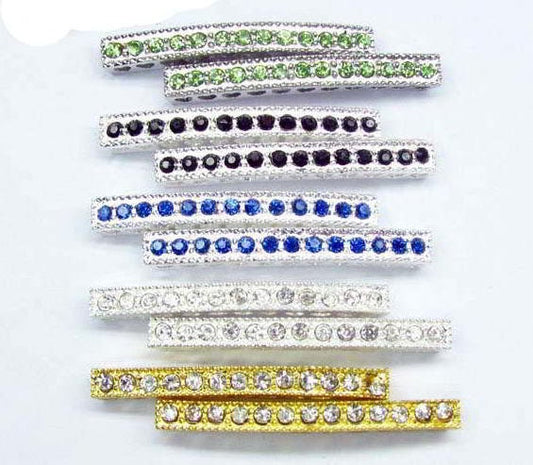 10 Rhinestone Bar Connectors - Randomly Mixed Finishes and Colors - Pave Rhinestone Bar - 40mm x 5 mm