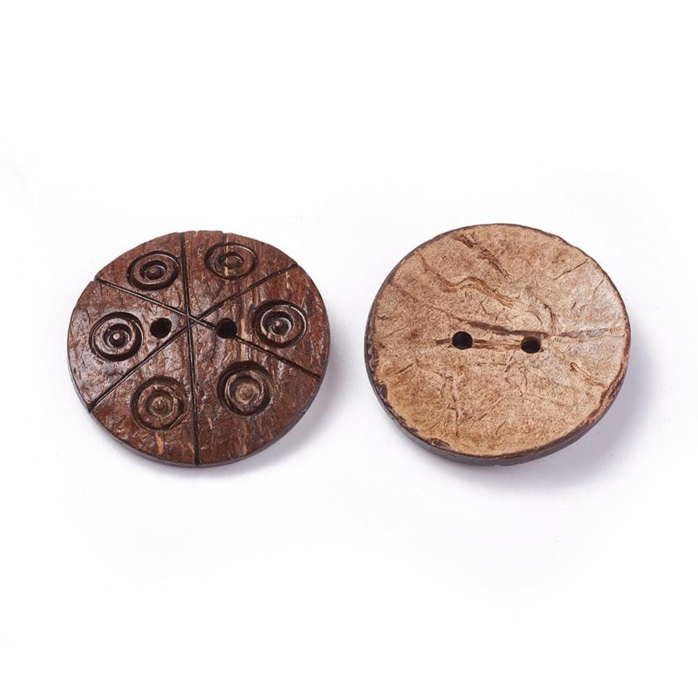 Large Wooden Buttons - 1.5 Inch - 38mm - Coconut Wood Buttons - Coconut Wood (g611-05)