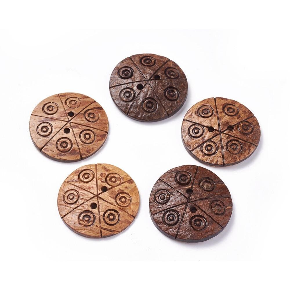 Large Wooden Buttons - 1.5 Inch - 38mm - Coconut Wood Buttons - Coconut Wood (g611-05)