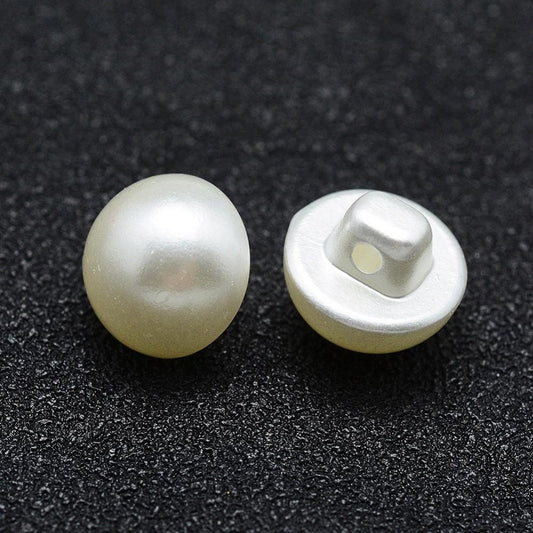 White Faux Pearl Buttons - Creamy White - Shank - 10mm X 9mm - Acrylic (12a)