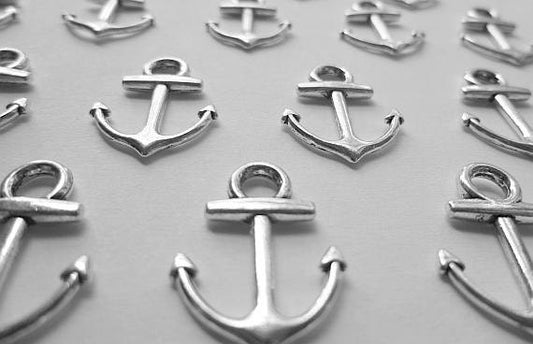 Anchor Connector Charms - Shiny Silver - 18mm x 15mm x 2mm - Cadmium, Nickel, and Lead Free (TIBEP-Q035-23S-NR)