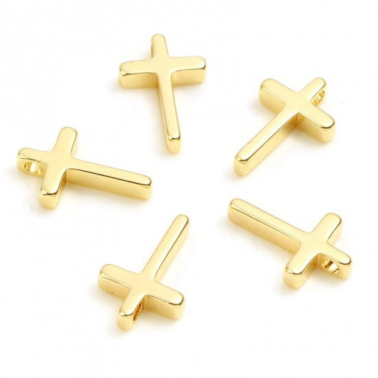 Gold Plated Cross Pendant - 13mm X 8mm - Tiny Gold Cross (b757709)