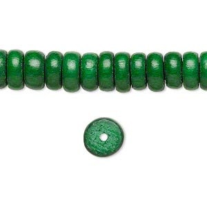 Wood Bead - Rondelle - Green - 8mm x 4mm - Pkg/50