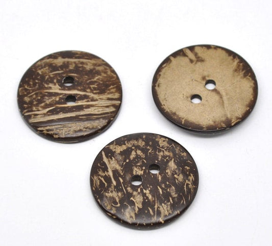 10 Large Wooden Buttons - 1.5 inch - 38mm - Wood Buttons - Coconut Wood