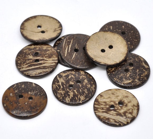 10 Large Wooden Buttons - 1.5 inch - 38mm - Wood Buttons - Coconut Wood