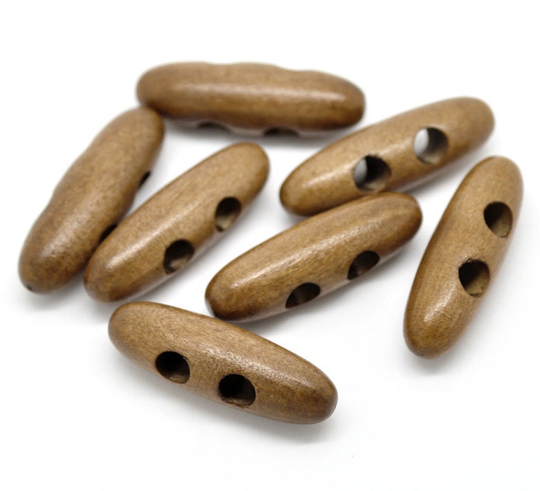 Toggle Wooden Buttons - Light Brown Finish - 5cm - Wood Toggle Button 268