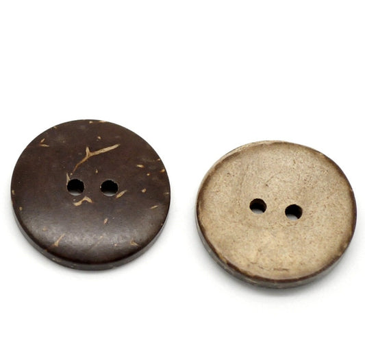 25 Coconut Shell Wooden Buttons - 3/4 inch - 20mm - Wholesale Button - Wood Buttons - Coconut Wood (18437)