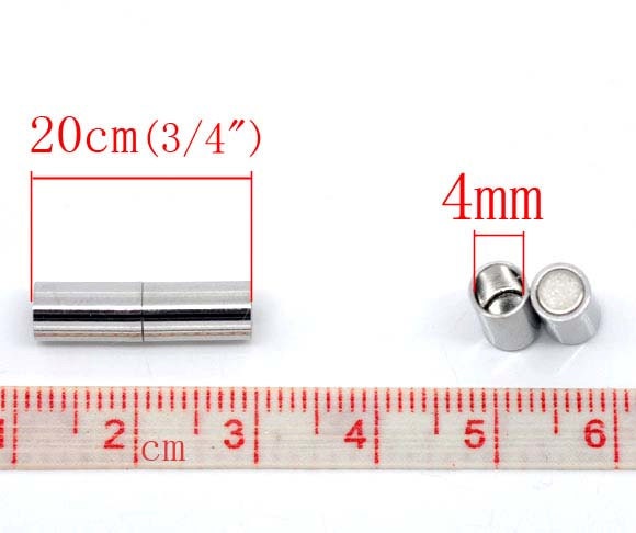 2 Magnetic Clasps - Silver Finish - 20mm x 5mm - Silver Clasp for Leather (08675)