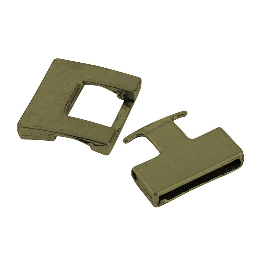 Snap lock bronze clasp - lead free - 34mm long, 22~22.5mm wide, 4mm thick - rectangle clasp for leather cord or bracelet tibep-s298-030ab-lf