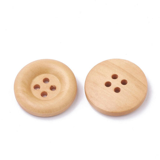 Natural wooden buttons - 23mm (7/8 inch) - 4 hole - wood button (s040-39)