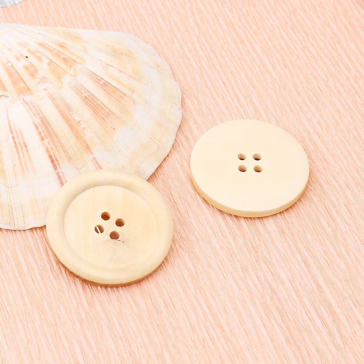 5 extra large natural wooden button - 5cm - 2 inch - 4 hole - wood buttons (b18941)