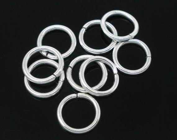 100 jump rings - silver plated - 8mm