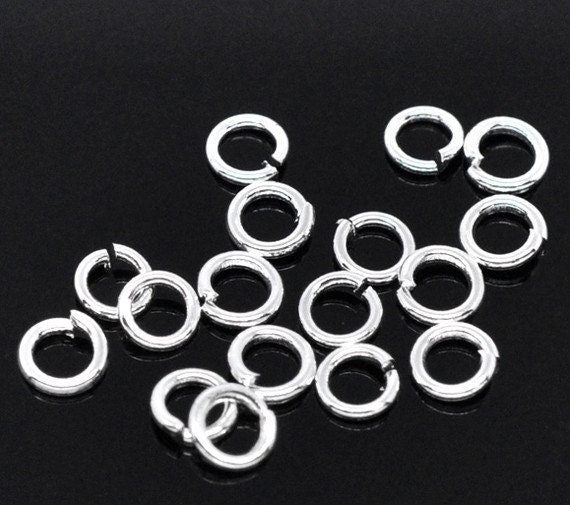 100 jump rings - silver plated - 8mm