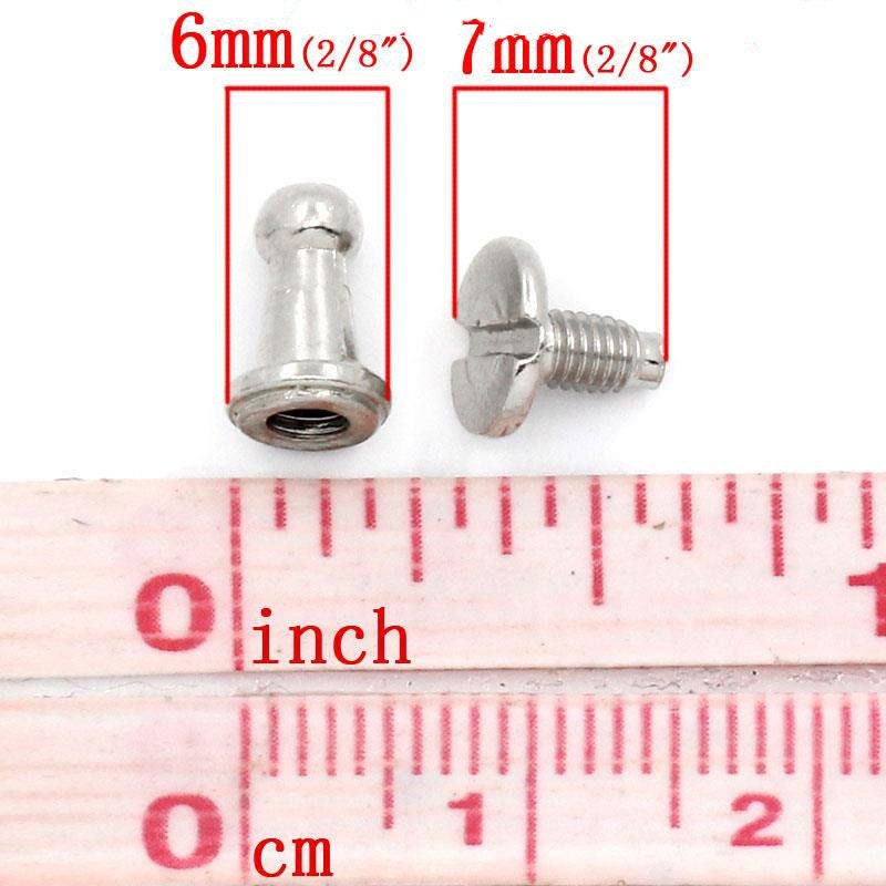 10 silver rivet stud spikes - 9mm x 6mm - metal - screw back - rivets studs spike (b25468)