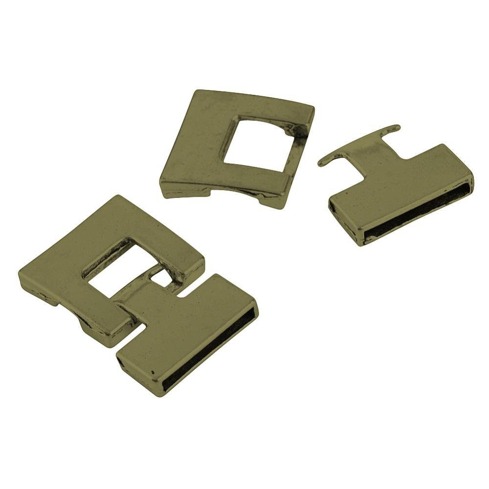 Snap lock bronze clasp - lead free - 34mm long, 22~22.5mm wide, 4mm thick - rectangle clasp for leather cord or bracelet tibep-s298-030ab-lf