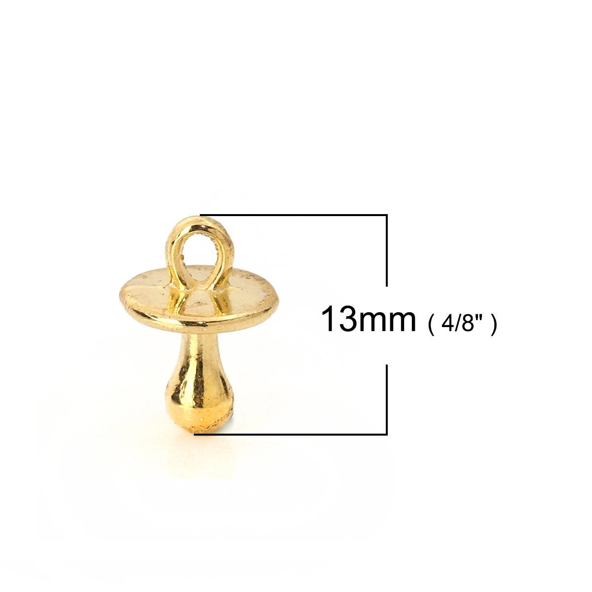 5 gold plated pacifier baby charm pendant - gold plated - lead and nickel free - 13mm x 9mm (1/2" x 3/8") b0112592