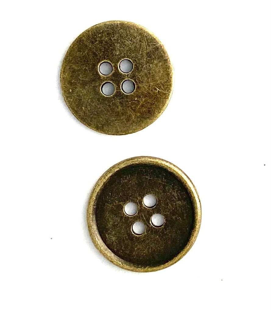 25mm antique bronze metal button - 4 holes - 1 inch - sewing metal buttons (25mm02)