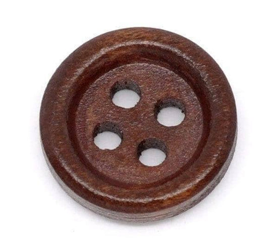 25 dark brown wooden buttons - 15mm - 4 hole - wood button (b10383)