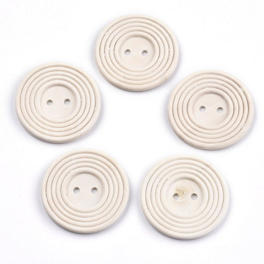 Extra large natural wooden buttons - 50mm - 2 inch - 2 hole - carved unfinished wood button (n00685)