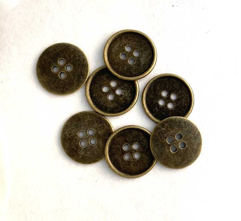 25mm antique bronze metal button - 4 holes - 1 inch - sewing metal buttons (25mm02)