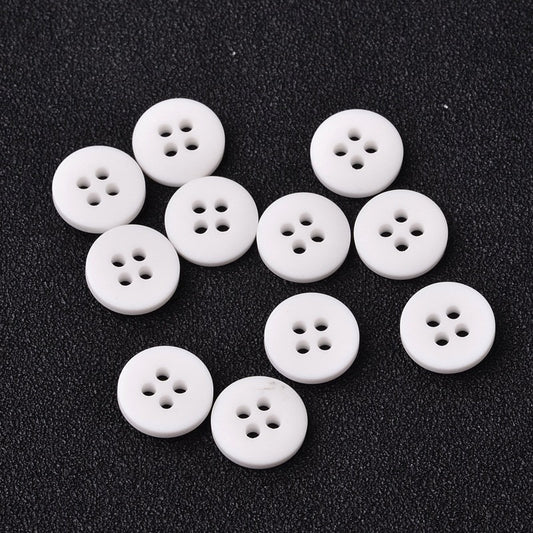 10 White Resin Acrylic Buttons - 18mm (Approx. 3/4 inch) - 4 Hole - Acrylic Button White (28L-01)