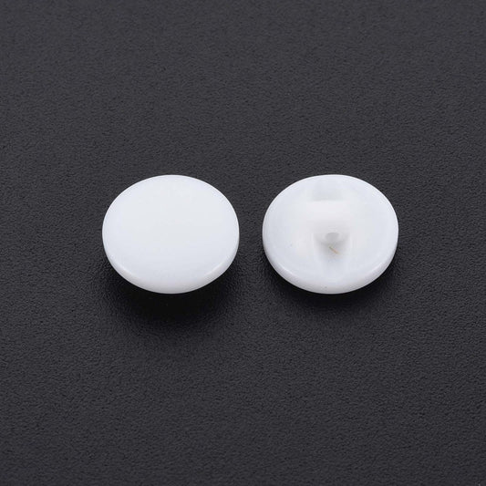 Small White Resin Acrylic Buttons - 11mm - Tiny White Shank Button - Acrylic Button White (058A-01)