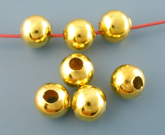 100 Gold Plated Round Smooth Beads - 10mm - Lead Nickel Free - Gold Spacer Bead (B03085)