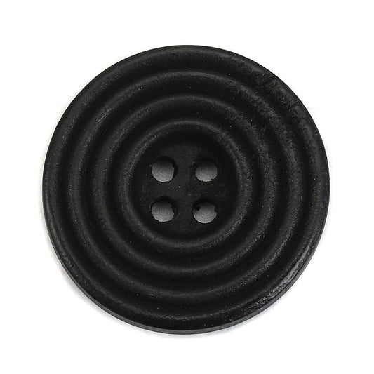 Black wooden buttons - 25mm - 1 inch - 4 hole - wood button (b0125445)