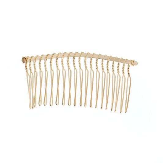 2 gold plated hair combs - nickel free - lead free - wedding bridal comb - 78mm x 38mm (3 inch x 1.5 inch) - hair clip accessories (75799)