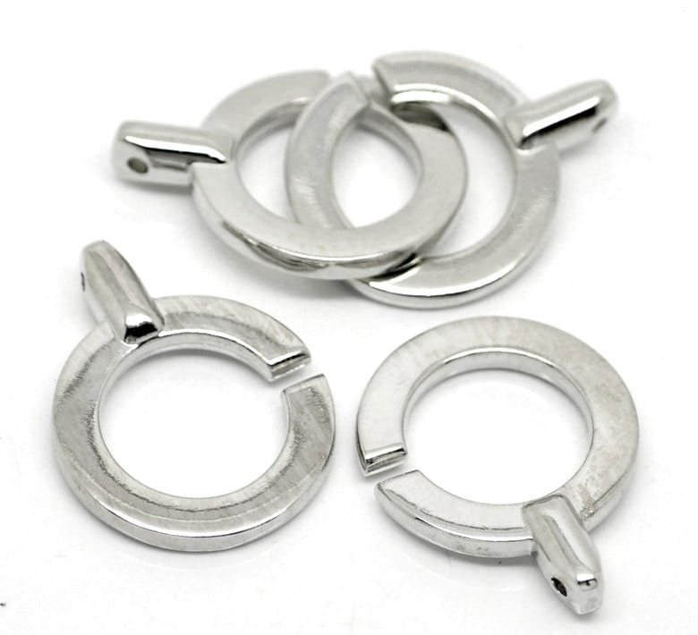 5 Silver Toggle Clasps - 5.2cm x 2.4cm (2"x1") - Silver Toggle Clasp for Leather Cord or Bracelet (18864)