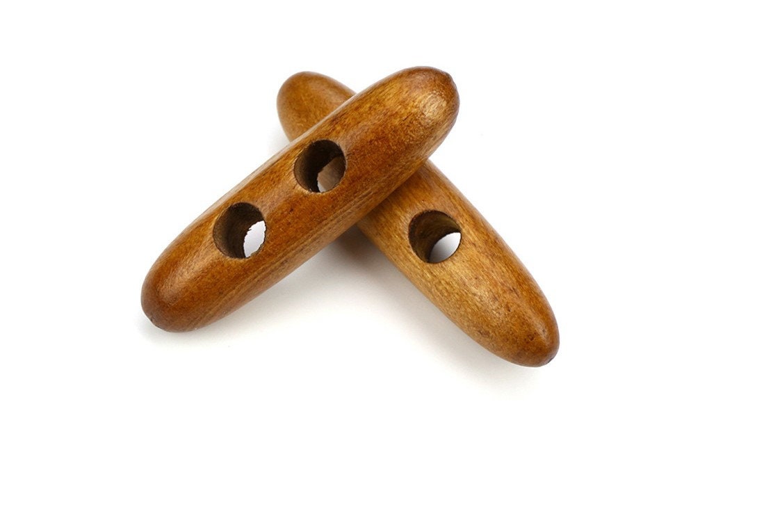 Toggle Wooden Buttons - Light Brown Finish - 5cm - Wood Toggle Button 268