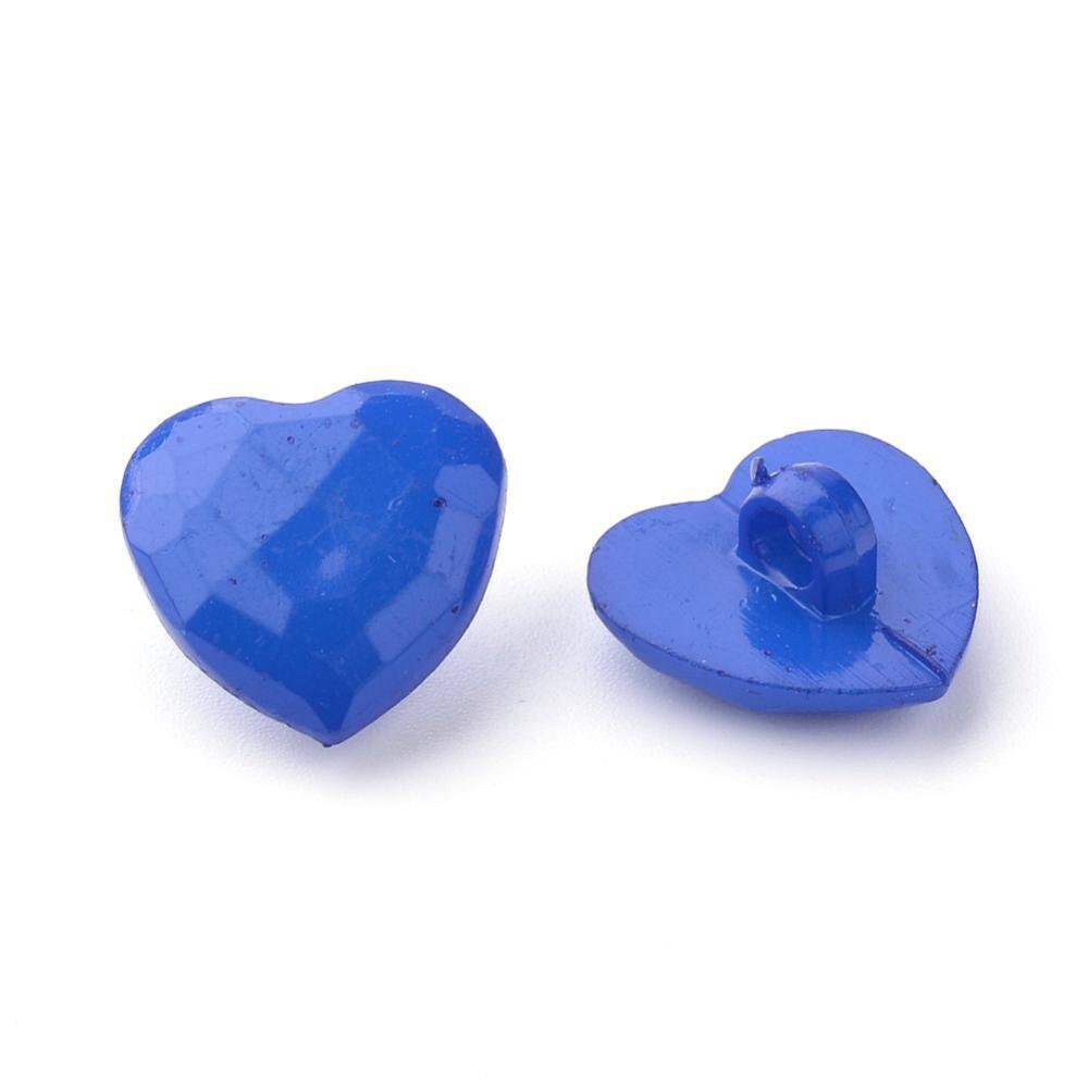 Heart Buttons - Acrylic Resin Shank Buttons 13mm X 14mm - Mixed Colors - Heart Plastic Button (52)