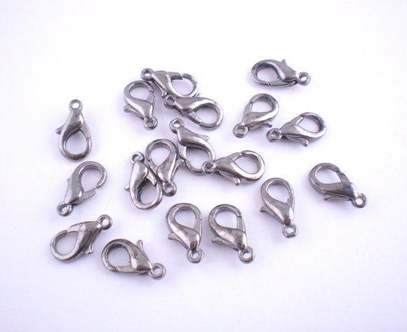 10 Gunmetal Lobster Clasps - 12mm x 6mm - Parrot Clasp Gunmetal (01666)