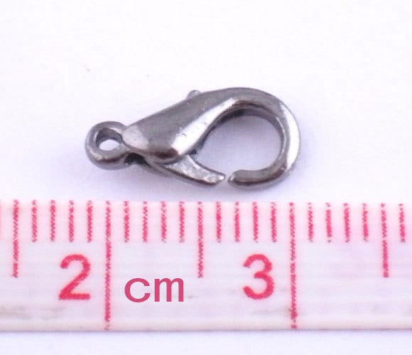 100 Gunmetal Lobster Clasps - 12mm x 6mm - Parrot Clasp Gunmetal (01666)