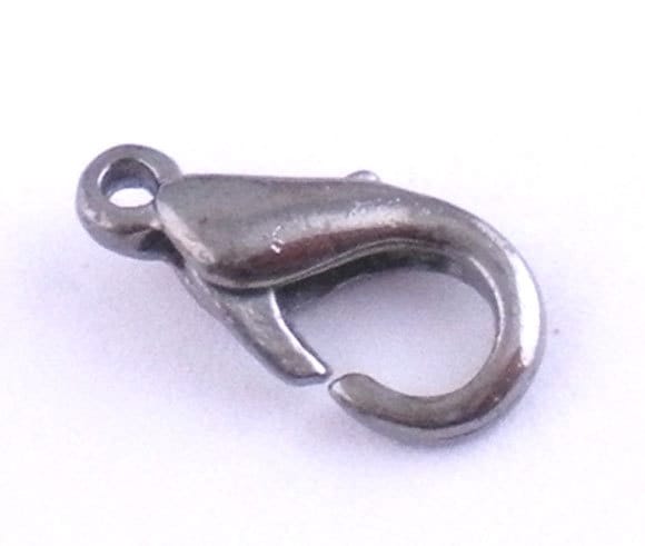 100 Gunmetal Lobster Clasps - 12mm x 6mm - Parrot Clasp Gunmetal (01666)