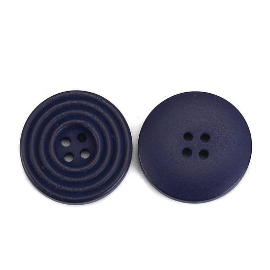 Dark Navy Blue Wooden Buttons - 25mm - 1 Inch - 4 Hole - Wood Button (b0125447)