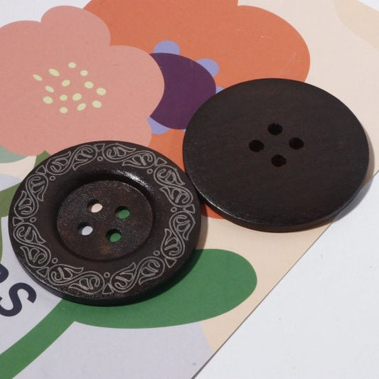 5 Extra Large Wooden Button - 2 3/8 inch - 6cm - Wood Buttons - Decorative (19213)