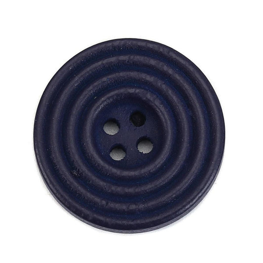 Dark Navy Blue Wooden Buttons - 25mm - 1 Inch - 4 Hole - Wood Button (b0125447)