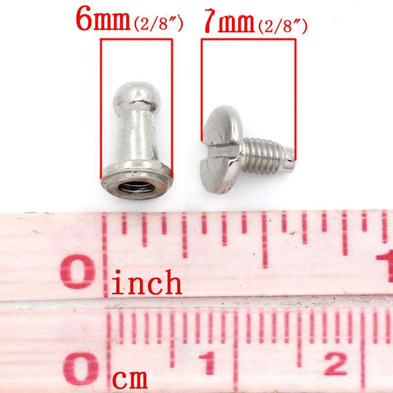 50 Silver Rivet Stud Spikes - 9mm x 6mm - Metal - Screw Back - Rivets Studs Spike (B25468)