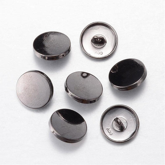 Gunmetal Finish Metal Buttons Shank 15mm In Diameter (1/2" Inch) - Gunmetal Tone Shank Button (05b)