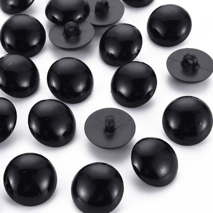 Black Shank Button - Domed Shape - Acrylic - Half Round - 22mm X 13mm(033b-01)