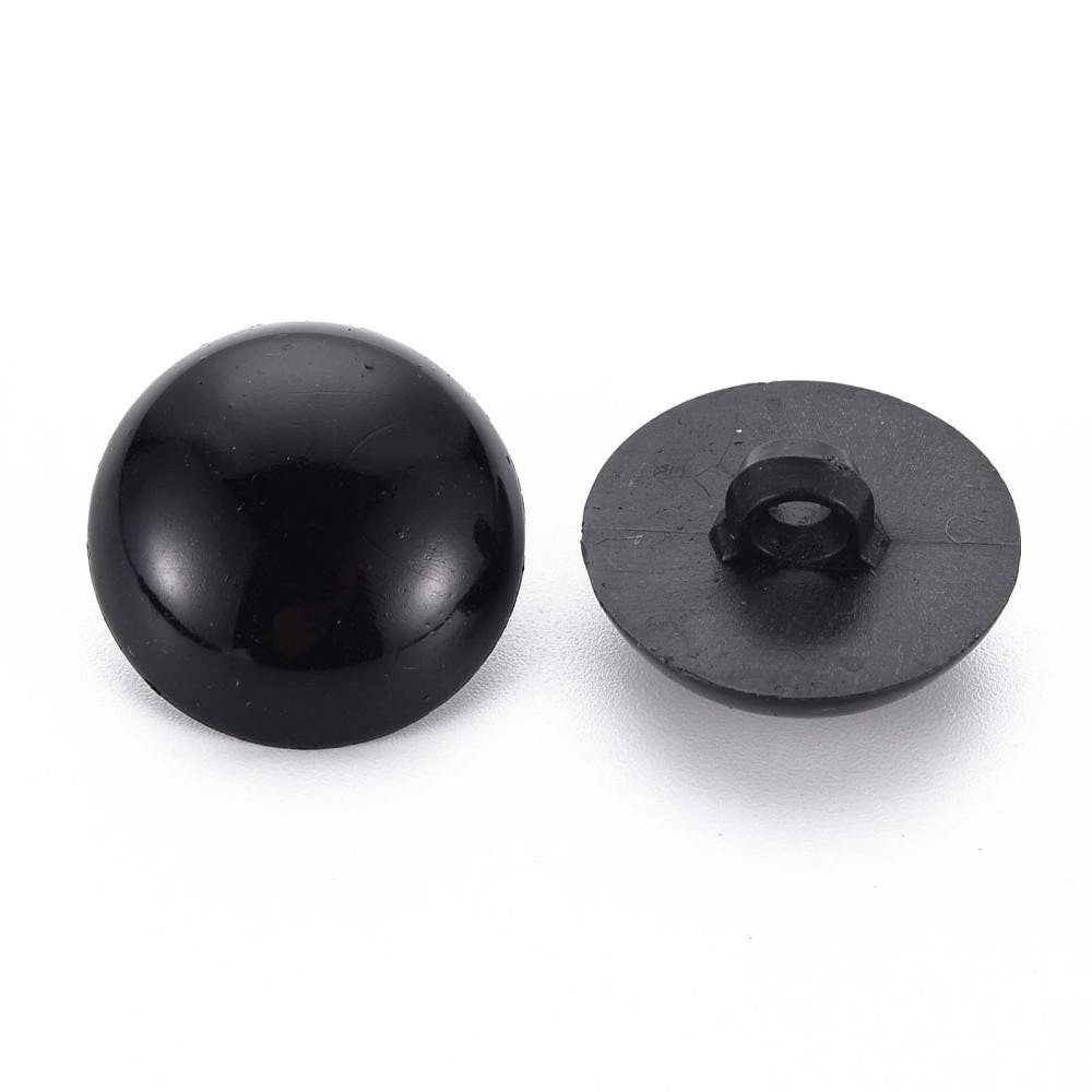 Black Shank Button - Domed Shape - Acrylic - Half Round - 22mm X 13mm(033b-01)