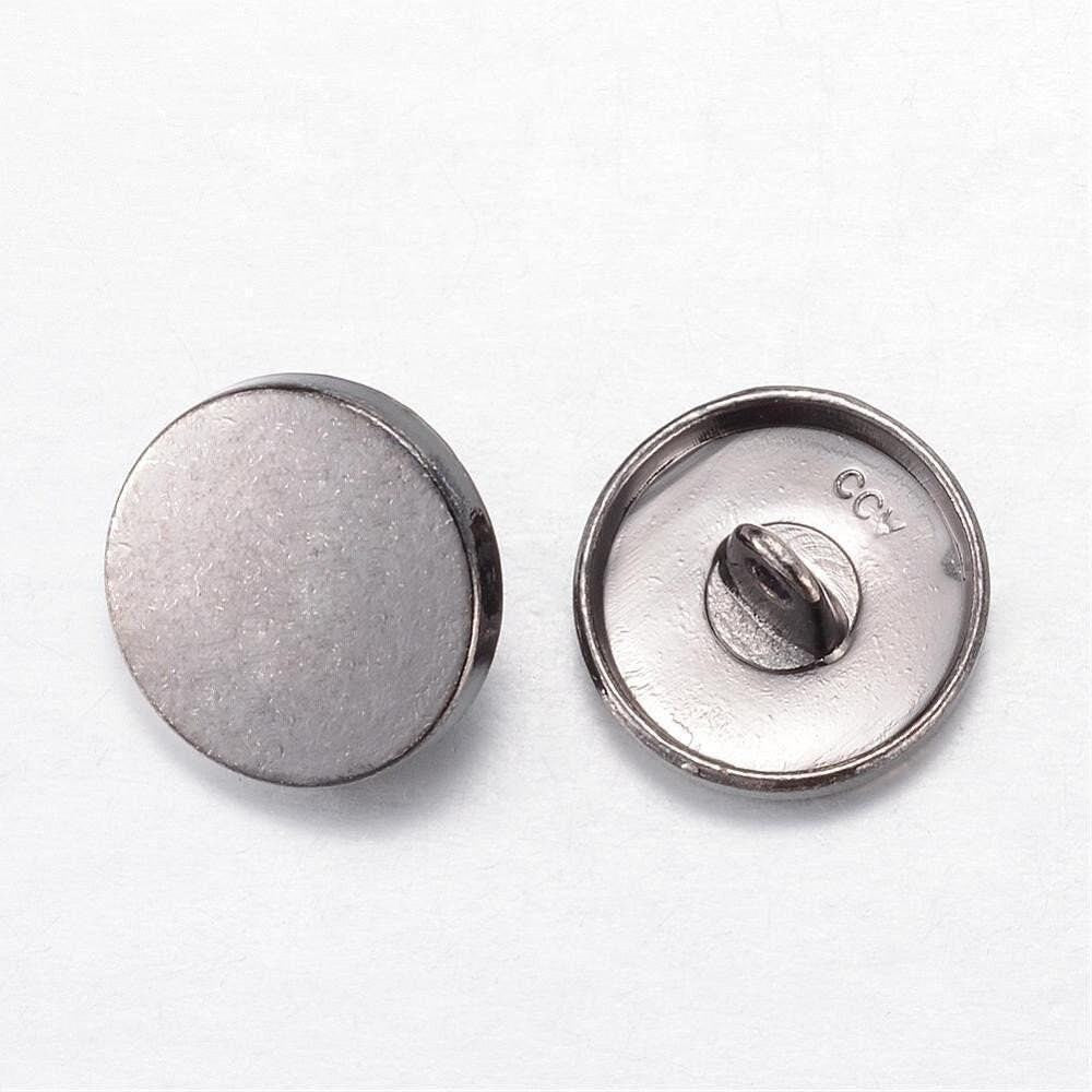 Gunmetal Finish Metal Buttons Shank 15mm In Diameter (1/2" Inch) - Gunmetal Tone Shank Button (05b)