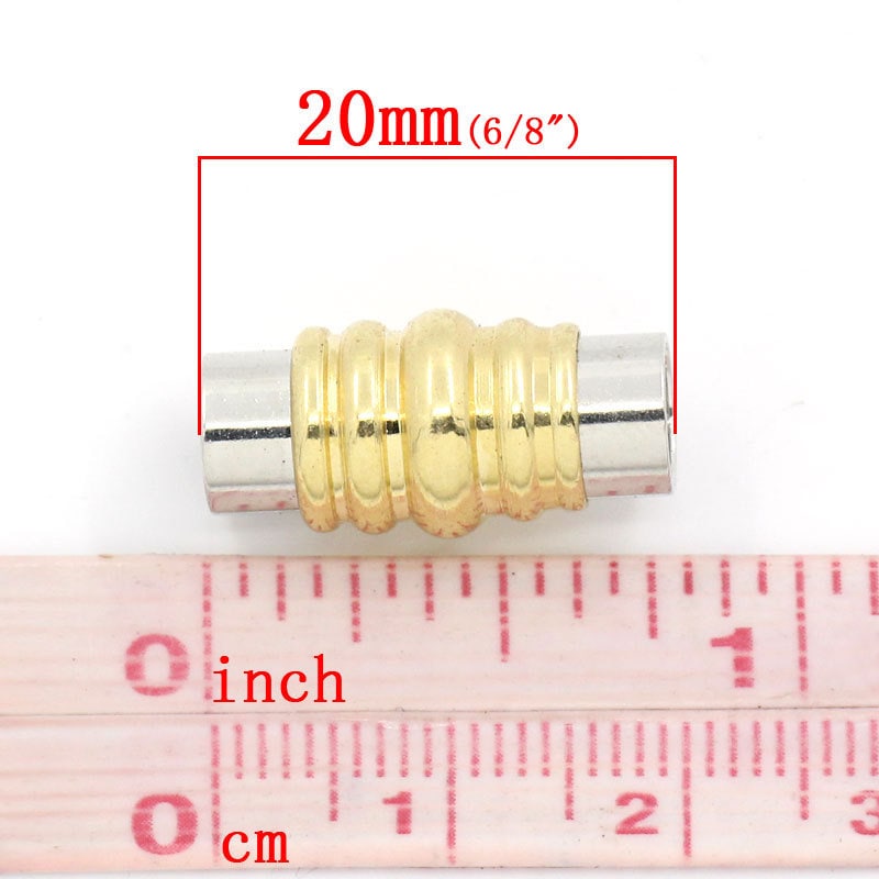 2 Magnetic Clasp Cylinder Barrell - Silver Finish - Gold Plated - 20mm x 10mm (3/4" x 3/8") (26148)