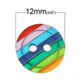 Buttons In Striped Multi Colors - 12mm - 2 Hole - Rainbow Buttons - Small Assorted Acrylic Buttons (903)